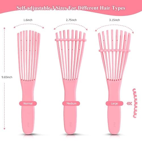 Detangling Hair Brush, Detangling brush for Adults and Kids, Comb Set for Kinky Curly Coily and Wavy Hair, For Wet and Dry Hair, Afro American Type 3a-4c, Comfortable Grip, Easy to Clean(Pink) thumbnail 3