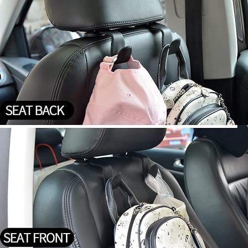 Car Hooks Universal Car Vehicle Back Seat Headrest Hanger Holder Hook Microfiber Leather & Stainless Steel for Bag Purse Cloth Drink Grocery (Black) - Black thumbnail 6