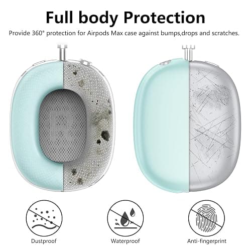 Silicone Case Cover for AirPods Max Headphones, Ear Pad Case Cover/Ear Cups Cover/Headband Cover for AirPods Max (USB-C/Lightning)(2024/2020), Soft Skin Accessories for Apple AirPod Max, Foggy Blue thumbnail 3