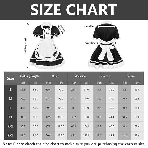 Harsever Maid Dress Cosplay Set Anime Costume French Maid Outfit Fake Collar French Maid Apron Adult Dress Fancy Costume Cosplay Dress Up Outfit Kit thumbnail 2