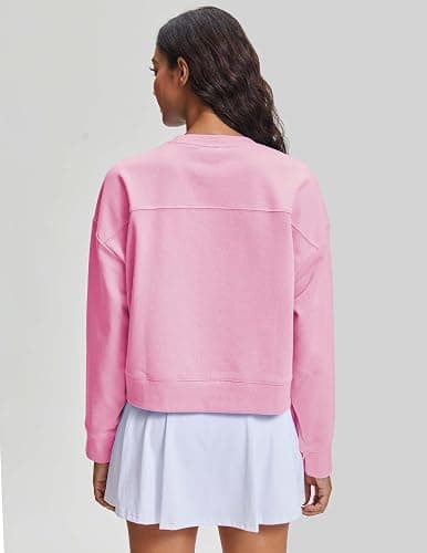 Stelle Cropped Sweatshirts for Women Cotton Long Sleeve Crop Tops Crewneck Pullover Oversized Sweater thumbnail 6