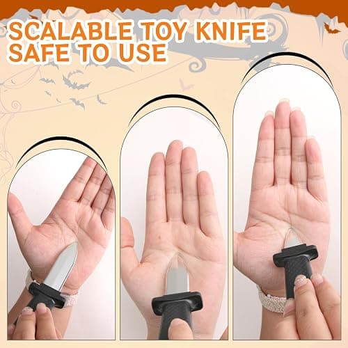 SRLWMYI 4 PCS Retractable Fake Knife Retractable Plastic Knife Toy Knife Gag Magic Toy Fake Dagger Halloween Joke Disappear Blade Trick for Playing Joke Prop Costume Disappearing Dagger thumbnail 4