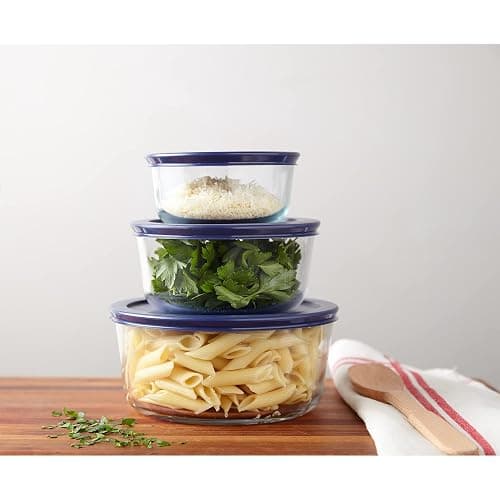 Pyrex Simply Store (3-Pack) Glass Food Storage Containers Set, (2, 4 & 7 Cup) Meal Prep Containers With Plastic BPA-Free Lids, Dishwasher & Microwave Safe thumbnail 2