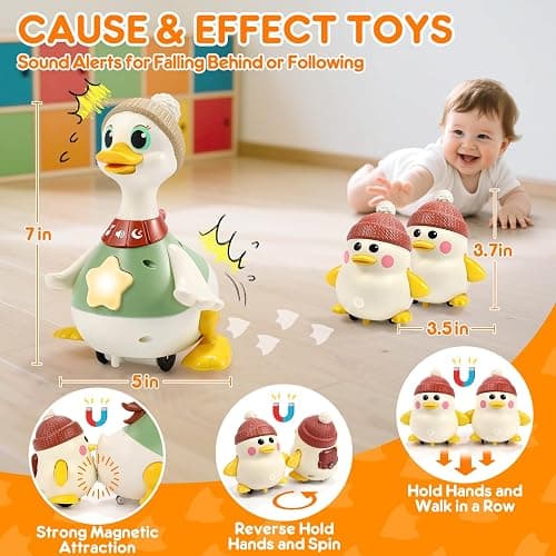 LUDILO Infant Baby Toys 6-12 Months: Musical Crawling Duck Toy Must Have 6 7 8 9 10 12 18 Month Old Baby Toy 6-12-18 Month Newborn Tummy Time Toys for 1 Year Old Boy Girl Gifts Stocking Stuffers thumbnail 2