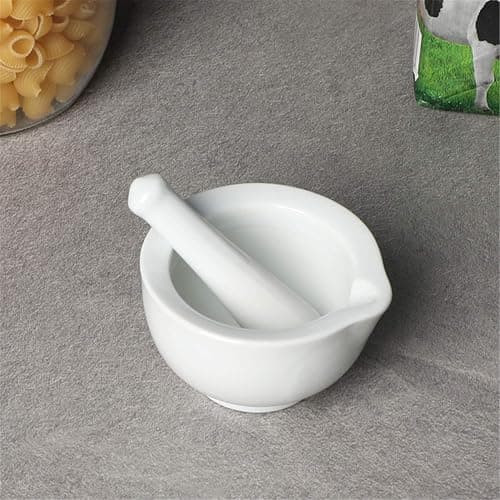 LEETOYI Small Ceramic Mortar Pestle Set, Herb Grinder Pill Crusher 3.3-inch | Ceramic Mortar Pestle Set, Herb Grinder Pill Crusher thumbnail 4