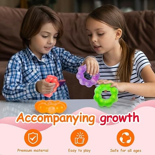 4-Pack Squishy Toys, Wearable Bracelet Stress Balls Fidget Toys, Soft Donut Stress Relief Sensory Toy for Kids Adults, Squeeze Balls Stress Toys for Party Favors Goodie Bags Stuffers thumbnail 7