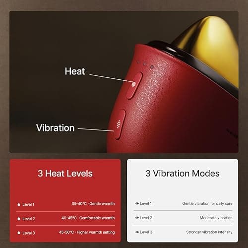 ZDEER LED Red Light for Face & Neck Massager Facial Care Device – Electric Gua Sha Brass Tool with Heat & Vibration for Firming, Sculpting & Skincare, Red thumbnail 6
