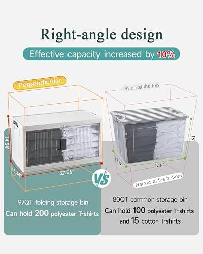 OlarHike 23QT Stackable Storage Bins with Lids - Folding Storage Box with Doors and Wheels, Collapsible Plastic Storage Drawers for Closets and Organization, Garage, 3 Pack Cubes, Gifts for Family thumbnail 2