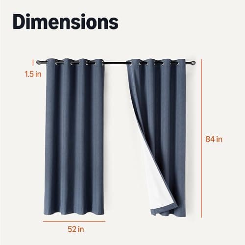 Amazon Basics 100% Blackout Curtains with Grommets, 52 x 84 Inches, Navy, 2 Panels (Pack of 2) thumbnail 2