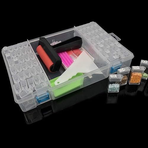 ARTDOT 64Jars Storage Containers for Diamond Art Kits,Portable Storage Organizer for Diamond Painting Accessories and Tools thumbnail 8