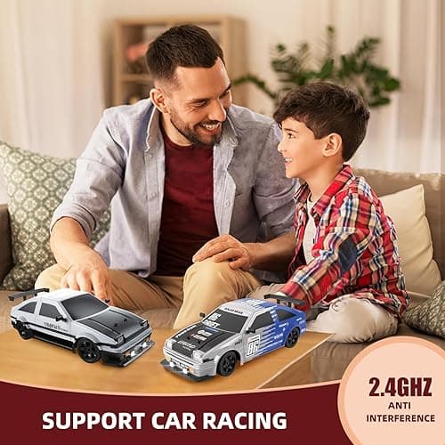 Sakeye 1/16 RC Drift Car 2.4GHz 1:16 4WD High Speed Remote Control Cars Vehicle with LED Lights Two Batteries and Drifting Tires Racing Cars Toy for Adults Boys Girls Kids - Blue+wh86 thumbnail 5