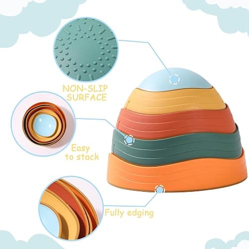 LoomLark Balance Stepping Stones for Kids 5pcs Non-Slip River Stones Obstacle Course Play Indoor and Outdoor Coordination Game Sensory Toys Toddler Ages 3 4 5 6 7 8+ thumbnail 3