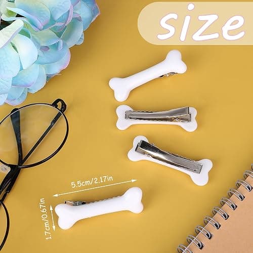 Mabor 4Pcs Bone Hair Clip White Bones Hairpins for Women Girls Hair Accessories for Halloween Cosplay Costume Party Daily Wear Hair Pins for Kids White Dog Bone Alligator Clips thumbnail 7