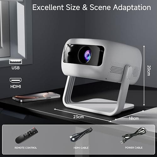 [360°Adjustable Stand] Mini Projector with WiFi and Bluetooth: Electric Focus & Auto Keystone 1080p Supported, 15000L,Multi-Device Compatible Outdoor Phone Projector - Visulapex Portable Home Theater thumbnail 9