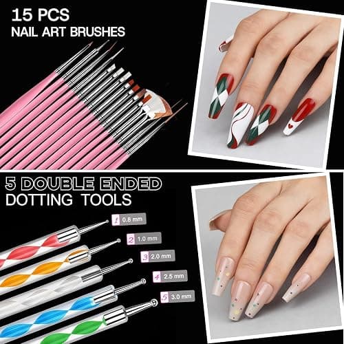 Teenitor Acrylic Nail Kit with Clear Coffin Nail Tips, Nail Charms and Gems, Nail Stickers, Nail Art Brushes, Nail Dotting Tools, Nail Stand, Press On Nails Kit for DIY Nail Art thumbnail 7