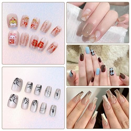 Xynovate Métalliques pour Nail Art, Pinceau Nail Art Ongles Professionnel avec Capuchon, Outils de Dessin pour Les Lignes Longues, Détails fins, French Manucure(Gold) thumbnail 5