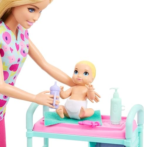 Barbie Careers Baby Doctor Playset with Blonde Fashion Doll, 2 Baby Dolls, Exam Table & Accessories thumbnail 4