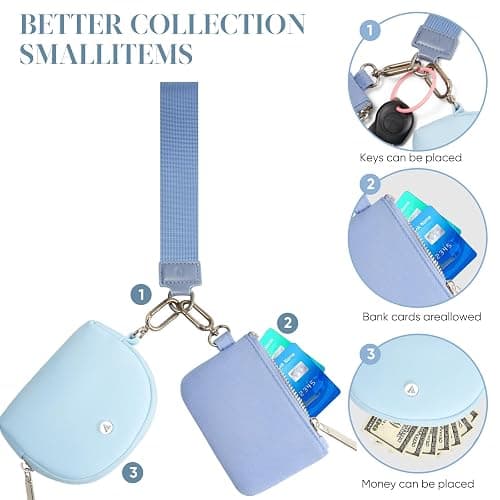 KeyChain Wallet Wristlet Wallets For Women Mini Zip Dual Pouch Wristlet thumbnail 5