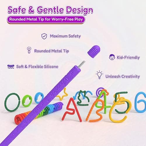 Sensory Sticks Fidget Toy for Kids Adult,8Pcs Bendable Textured Flexible Fidget Stick for Anxiety Autistic ADHD,Calm Down Travel Essentials Toys, Quiet Fidgets for Classroom Must Have thumbnail 4