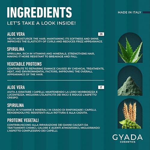 GYADA COSMETICS, Impacco Capelli Rinforzante con Spirulina, Nutriente, Anticaduta, Contrasta le Doppie Punte, Indicato per Capelli Fragili, con Avena e Ginseng, 250 ml, 1 thumbnail 5