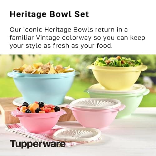 Tupperware Heritage Collection, 10 Piece Food Storage Container Set in Vintage Colors, Dishwasher Safe and BPA Free (5 Bowls, 5 Lids) thumbnail 3