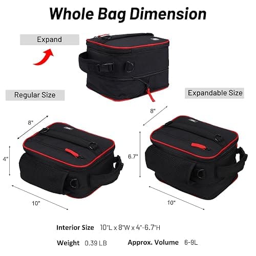 MIER Expandable Lunch Bag Insulated Lunch Box for Men to Work Travel Portable Lunchbox Bags with Shoulder Strap and Water Bottle Holder(Black/Red) thumbnail 2