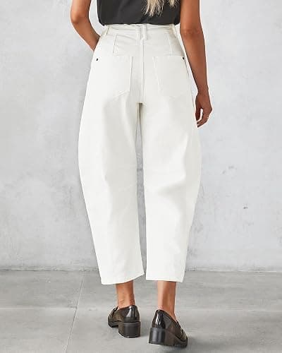 GRAPENT Barrel Jeans for Women Trendy High Waisted Wide Leg Baggy Cropped Relax Fit Stretch Denim Trouser Ankle Pants thumbnail 2