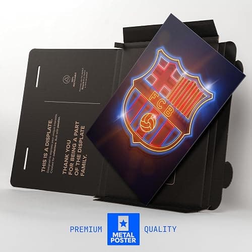 Displate Offiziell FC Barcelona MetallPoster Magnetische Befestigung Inklusive Lizenziert Bilder Hochwertiges Poster FC Barcelona - Crest - Crest neon Poster 45 cm x 32 cm thumbnail 6