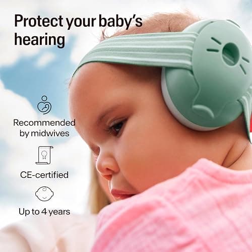 Alpine Muffy Baby Ear Protection for Babies and Toddlers up to 48 Months - CE & ANSI Certified - Noise Reduction Earmuffs - Comfortable Baby Headphones Against Hearing Damage & Improves Sleep - Sage thumbnail 2