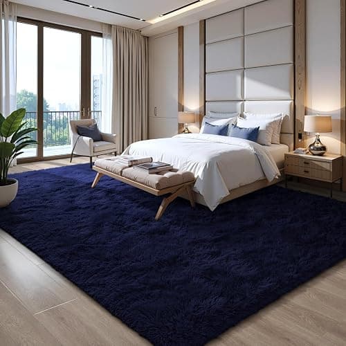EVOIONOS Ultra Soft Area Rug for Bedroom, 4x6 Machine Washable Fluffy Shag Rug for Living Room, Plush Non Slip Carpet Indoor Floor Bedside Nursery Kids Girls Room Dorm, Home Decor Aesthetic, Navy Blue thumbnail 4