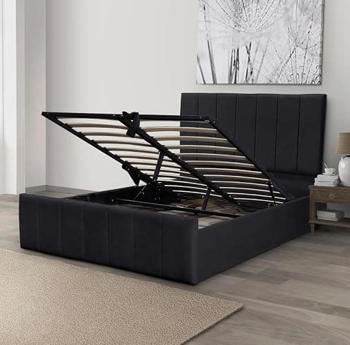 Linear Ottoman Bed Frame Modern Timeless (Black, King (U.K. Standard)) thumbnail 3