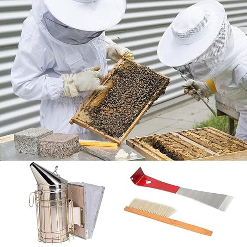 Bee Keeping Starter Kit, Bee Hives Boxes Starter Kit, with Beehive Brush Smoker Scraper Beehive Scraper Tool Frame Lifter Beekeeping Brush Tool Set for Beekeeper Supplies thumbnail 4