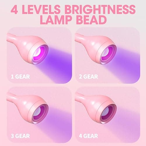 Geisofu UV Nail Lamp - UV Light for Gel Nails, Flash Cure Lamp | LED Gooseneck Flash Cure Lamp for Nails, Manicure Dryer Black Light with Clamp, 365+395nm 5V 3W 4 Levels Dimming Pink thumbnail 2