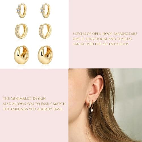 VIROMY Small Silver Hoop Earrings Set for Women, Sterling Silver Earrings Chunky Silver Hoop Earrings Tiny Lightweight CZ Earrings for Women Trendy Fashion Jewelry for Women thumbnail 5