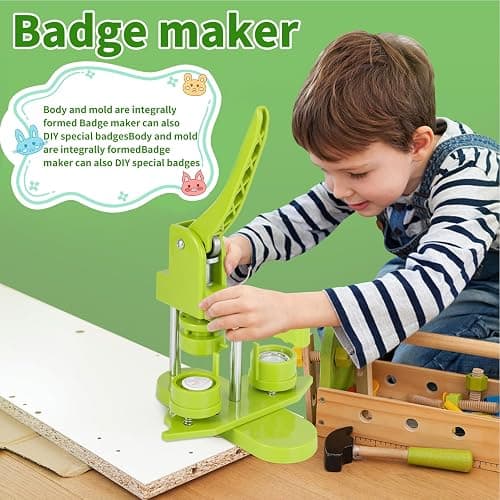 Button Machine 32 mm Button Maker Machine with 100 Button Pieces, Picture & Circle Cutter, Push Pull Press Badge for DIY Gifts, Pin Maker, Button Making thumbnail 9