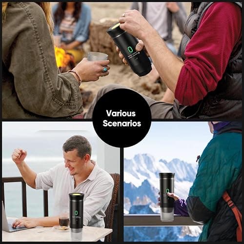 Portable Espresso Machine, Travel Coffee Machine for Camping, Car Self-Heating Coffee Maker with USB-C,Compatible With Ground Coffee & NS Capsules, Portable Espresso Maker for RV, Home, Hiking thumbnail 9