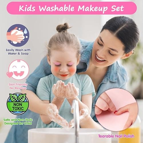 Topsolid Kids Makeup Kit With Mirror - Real Washable Makeup Set for Girls 5-8, Princess Toys Cosmetic Set, Christmas & Birthday Gifts for 3-8 Year Old Girls thumbnail 6