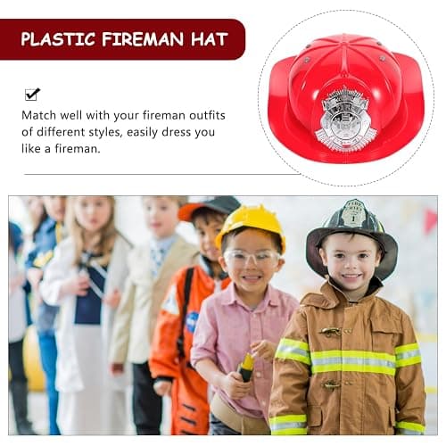 Fireman Helmet Plastic Hard Hat Fire Chief Helmet Firefighter Roleplay Costume Fireman Accessory for Cosplay Party Dress Up thumbnail 6