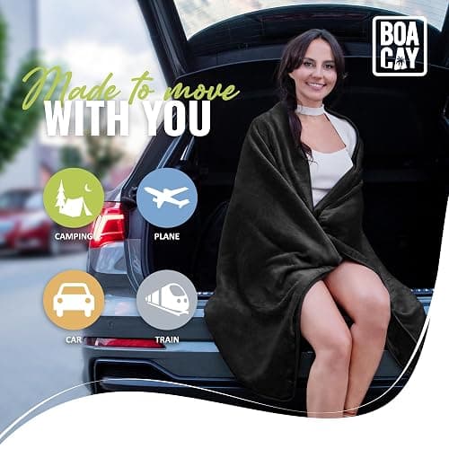 BOACAY Soft & Warm Travel Blanket for Airplane & Car - Long Flight Essential for Women, Men, Kids - Compact Pillow with Luggage Sleeve & Backpack Clip thumbnail 8