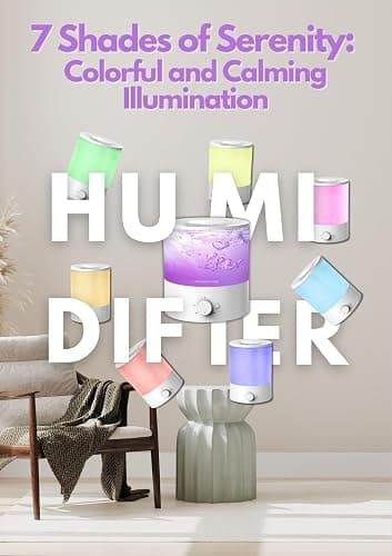 MEGAWISE Cool Mist Humidifiers for Bedroom, BabyRoom, Office and Plants, 0.5 Gal Essential Oil Diffuser with Adjustable Mist Output, 25dB Quiet Ultrasonic Humidifiers, Up to 10H, Easy to Clean thumbnail 2