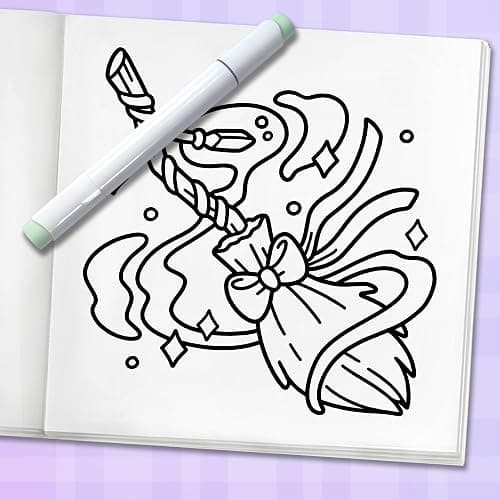 Witchy Vibes: Bold and Easy Coloring Book for Adults, Teens, and Seniors with Simple and Spooky Designs for Relaxation thumbnail 6
