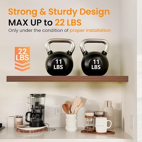 BAYKA Walnut-Like Floating Shelves 22.5in, 3Pack, Wall Mounted Wall Decor | Easy Install, 22lbs Max Load, Hidden Bracket, Shelf for Bathroom Bedroom Kitchen Books Display Storage, Multi-Wall Compatible thumbnail 5