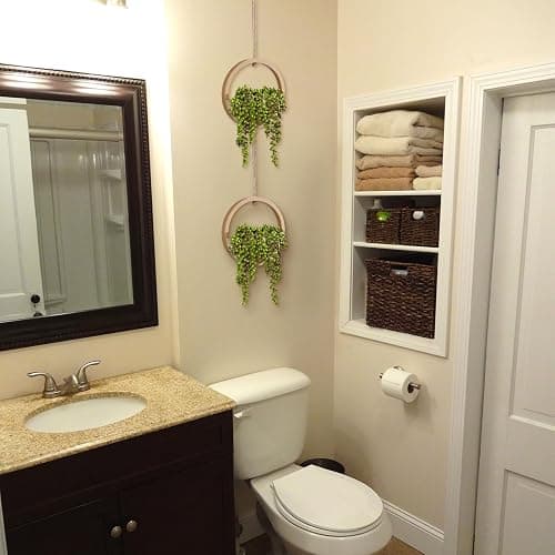 Floweroyal 2pcs Artificial Succulents Hanging Plants 12.2'' Fake String of Pearls in Pot with 8.3'' Lanyard for Indoor Outdoor Wall Decor（Wood Color）. thumbnail 2