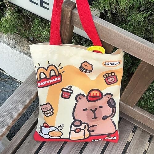 Cartoon Kawaii Capybara Canvas Bag Novelty Creative Tote Bag Daily Large Capacity Shoulder Bag Cute Capybara Handbag Gifts - Image 1