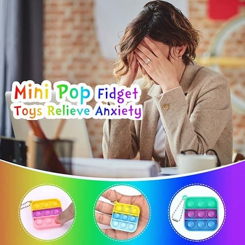 Kids Party Favors Fidget Toys Bulk 30 Pack Mini Pop Fidget Keychain Its Birthday Party Favors for Kids 4-8,8-12 Small Classroom Prizes It Back to School Gifts for Students from Teacher thumbnail 5