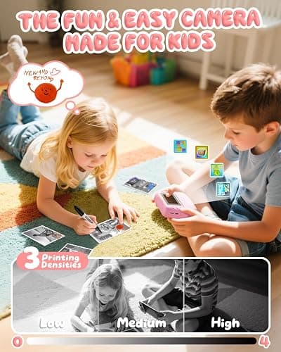 CAMCLID Kids Camera Instant Print, 1080P HD Kids Instant Camera with 32G Card & 3 Rolls Print Paper, Portable Toddler Toy, Christmas Birthday Gifts for Boys Girls Age 3-12 (Pink) thumbnail 4