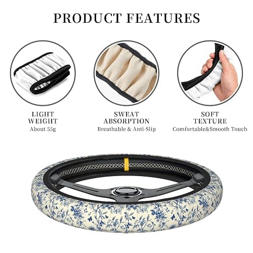Floral Cute Steering Wheel Cover for Women & Men – Universal 15 Inch Car Accessories, Non-Slip & Stylish Design, Fits Most Cars, SUVs, and Auto thumbnail 6