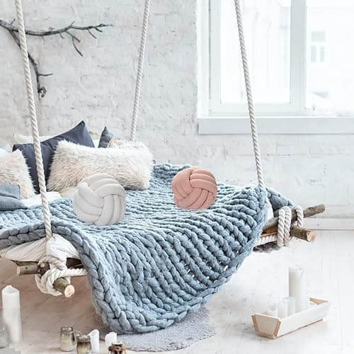 RENXR Knot Pillow Round Ball Cushion, 11in Lamb Wool Knot Ball Pillow Home Decor Cushion Handmade Knotted Throw Pillow for Couch Bed Car Office thumbnail 6