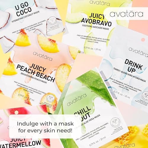 Avatara All-Stars 8-Pack Facial Sheet Mask Variety Pack | Clean K-Beauty Set for Dry, Sensitive, Uneven Skin | Gentle Moisture | Fragrance-Free, Paraben-Free & Cruelty-Free Korean Masks thumbnail 7