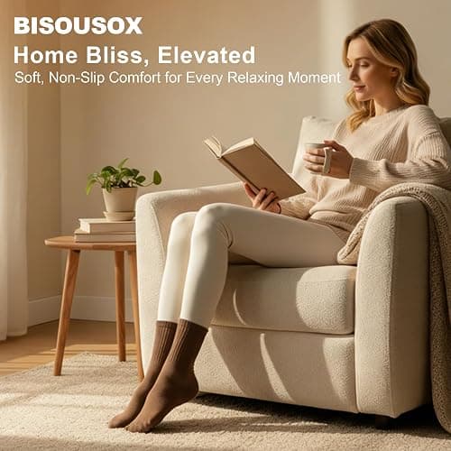 BISOUSOX Grip Yoga Socks for Women Cotton Non Slip Pilates Socks for Fitness Workout Barre Gift for Mother Pregnant Woman 3 Pairs thumbnail 5